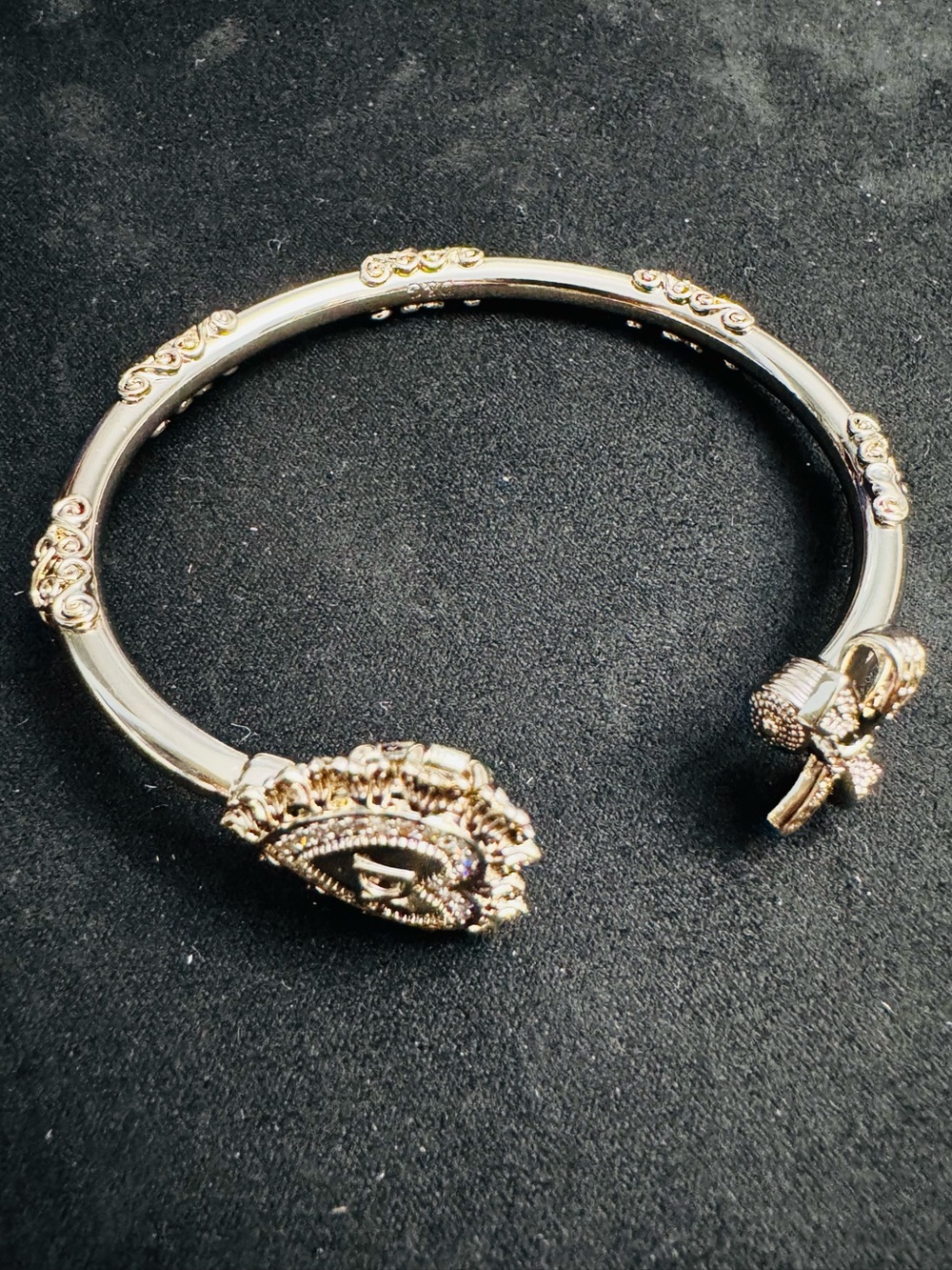 Gold-Tone Ornate Open Cuff Bracelet - Elegant Women’s Jewelry